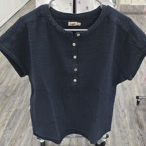 Faherty Soft Black Button-Down Shirt